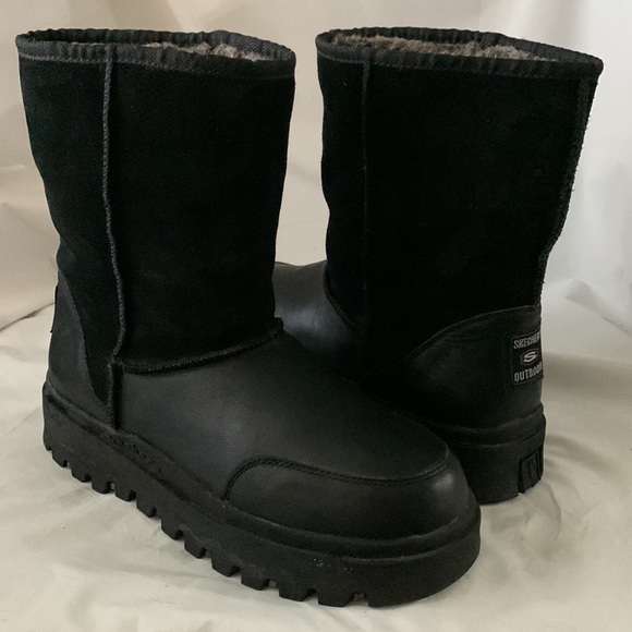 SKECHERS VTG 90’s Y2K Suede Leather Fur Lined Chunky Platform Boots - Picture 9 of 12